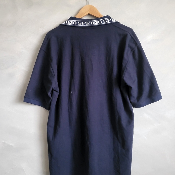Men's Spergo Spell-out Logo Polo Navy Blue Sz XXL - Picture 2 of 6